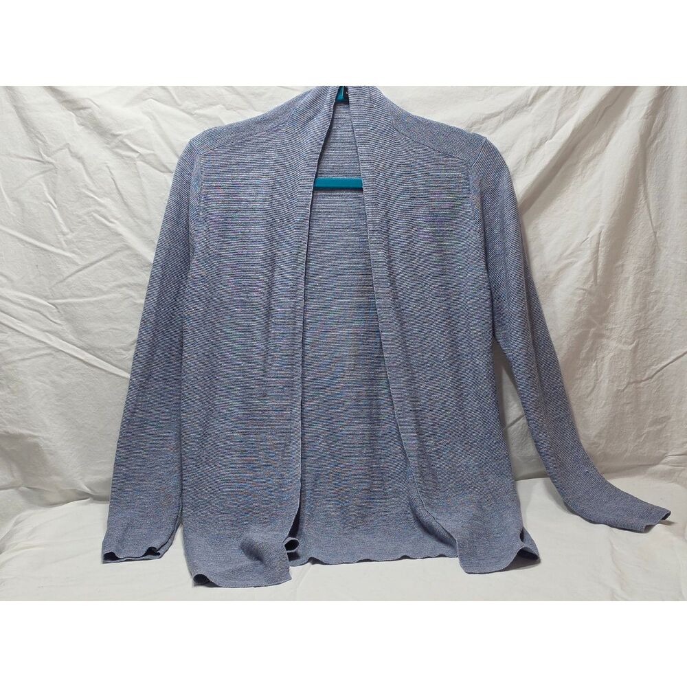 Eileen Fisher Blue Marled Open Front Lightweight Cardigan Sweater - Size S/P